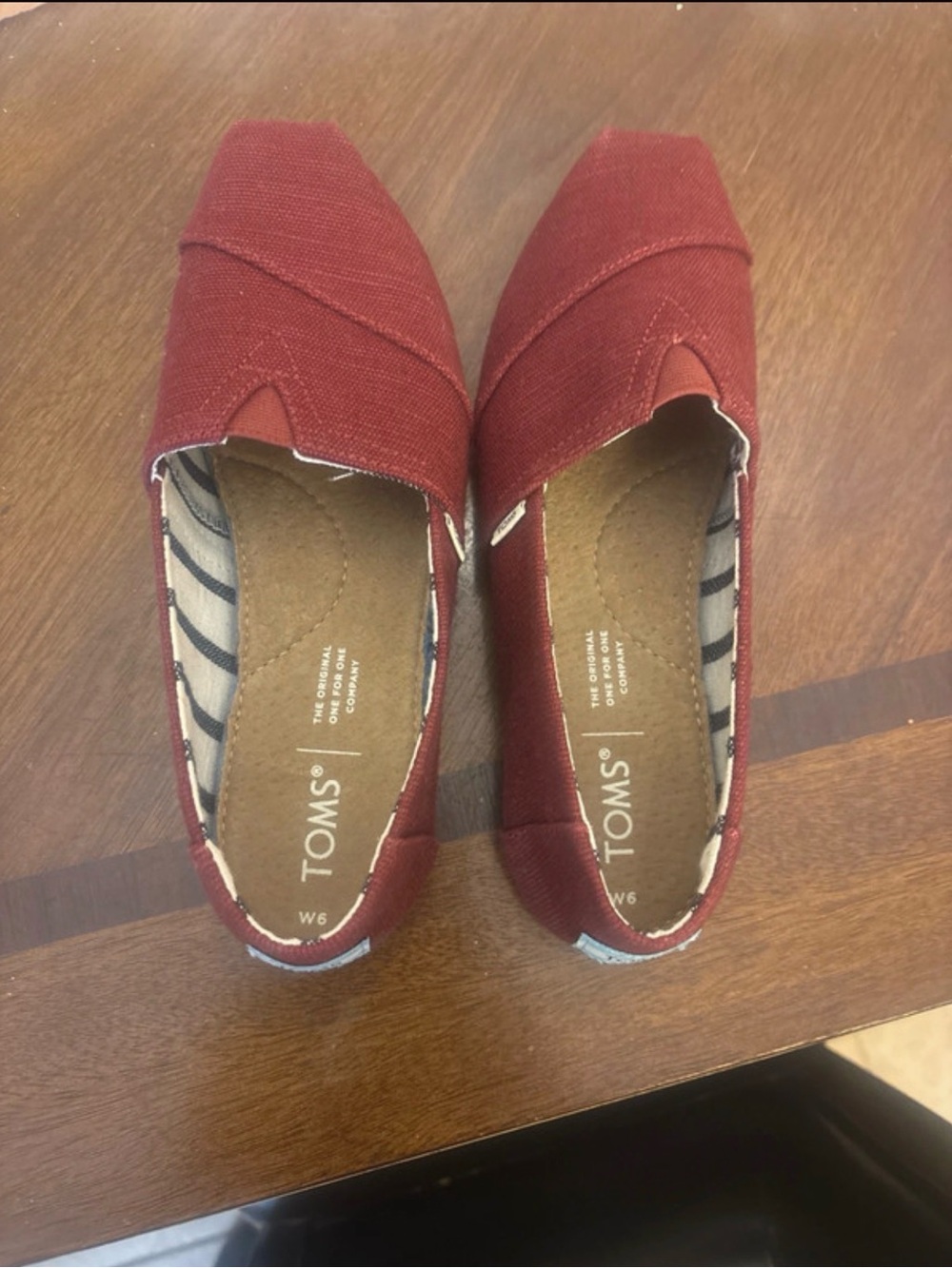 TOMS Women's Slip-On Espadrilles in Burgundy Canvas